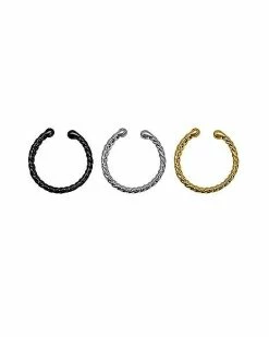 Brand new 😀 Multi-Pack Black Silvertone and Goldtone Fake Septum Ring 3 Pack 💯