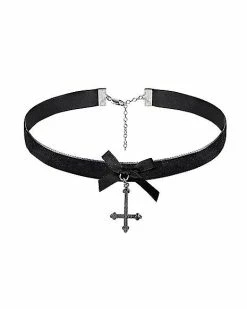 Best Pirce 😉 Bow and Upside Down Cross Velvet Choker Necklace 🥰