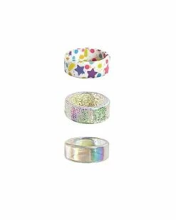 Cheap 😍 Multi-Pack Stars Iridescent and Confetti Rings 3 Pack 👍