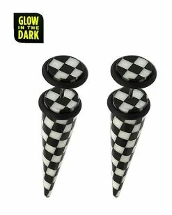 Flash Sale 😀 Glow in the Dark Black and White Checkered Fake Tapers - 18 Gauge 🥰