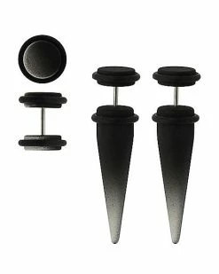 Best reviews of 🧨 Ombre Black and White Fake Tapers and Plugs 2 Pair - 18 Gauge 🎁