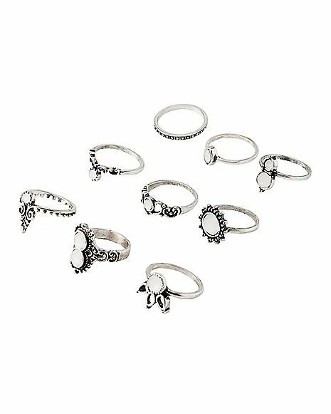 Outlet β Multi-Pack Antique Style Stone Rings - 9 Pack π
