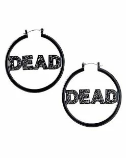 Budget 🔥 Black Glitter Dead Hoop Earrings 🧨