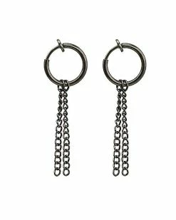 Buy 😍 Black Chain Dangle Fake Hoop Earrings 🛒