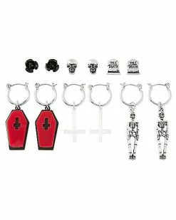 Top 10 🎉 Multi-Pack Death Studs and Dangle Hoop Earrings - 6 Pair 🌟