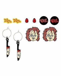 Best deal 🛒 Multi-Pack Chucky Doll Earrings 5 Pair - Child's Play ⌛