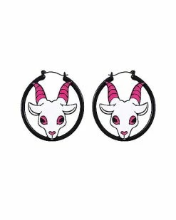Promo 😀 Demon Goat Hoop Earrings - 18 Gauge 😀