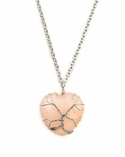 Hot Sale 🧨 Rose Quartz Cage Stone Heart Chain Necklace ✔️