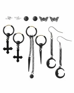 Cheap 🎁 Multi-Pack Assorted Dark Icons Stud and Dangle Earrings - 6 Pack 😀