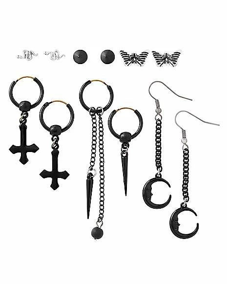 Cheap π Multi-Pack Assorted Dark Icons Stud and Dangle Earrings - 6 Pack π