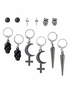 Flash Sale 😍 Multi-Pack Spike Skull Sword Stud and Dangle Earrings - 6 Pack ⌛