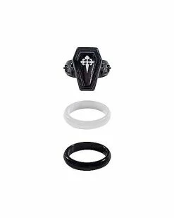 Best deal 🎁 Multi-Pack Coffin and Black and White Rings 3 Pack 👍
