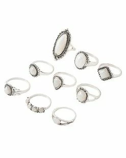 Best Sale 🌟 Multi-Pack Glitter Moonstone Rings - 9 Pack 😉