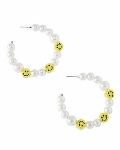 Best deal 🌟 Smiley Face Bead Hoop Earrings 😀