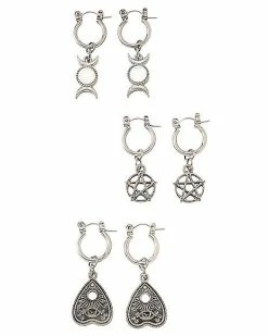 Hot Sale 👍 Multi-Pack Pentagram and Moon Phase Dangle Earrings - 3 Pair 👏