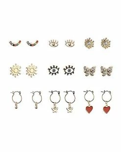 Best reviews of ✔️ Multi-Pack Gold Plated Assorted Charm and Hoop Earrings- 9 Pairs ⭐