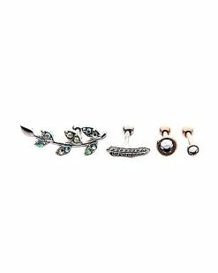 Best Sale ✔️ Multi-Pack CZ Leaf Cartilage Earrings 4 Pack - 18 Gauge 🌟 -Sun & Moon-shop 03818408 a
