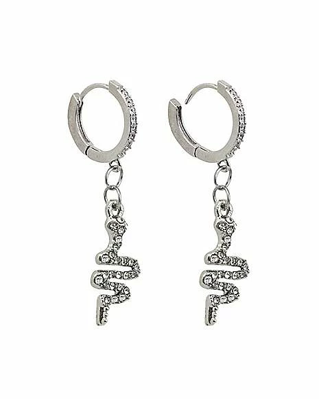 New โ๏ธ Snake Dangle Huggie Hoop Earrings - 18 Gauge ๐ - Image 2