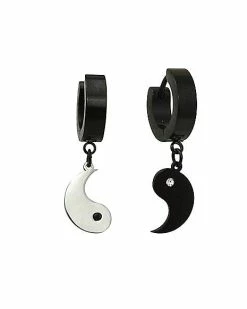 Cheap ⭐ Yin Yang Dangle Huggie Hoop Earrings - 18 Gauge 🔔