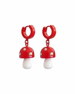 Best Pirce 👍 Red Mushroom Huggie Hoop Dangle Earrings - 18 Gauge 😍