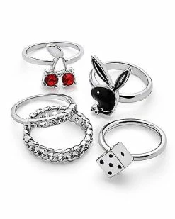 Flash Sale 👍 Multi-Pack Playboy Bunny Dice and Cherry Rings - 5 Pack ✔️