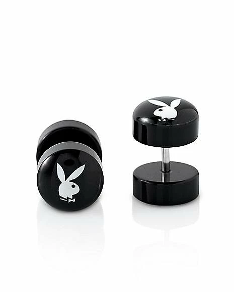 Cheap π Fake Black and White Playboy Bunny Plugs - 16 Gauge π 3 Cheap π Fake Black and White Playboy Bunny Plugs - 16 Gauge π