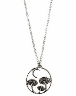 Alternative view of New 🛒 Crescent Moon Mushroom Chain Necklace 🔔