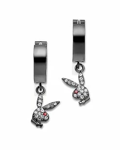 Deals 🥰 Playboy Bunny Gem Huggie Hoop Dangle Earrings - 18 Gauge 🎉