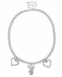 Wholesale 🎉 Playboy Bunny Pave Heart Chain Necklace 🎉
