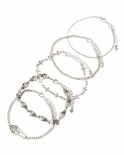 Flash Sale 🧨 Multi-Pack Skeleton Coffin and Cross Chain Bracelets - 5 Pack 😉