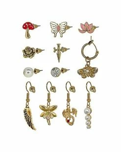 Wholesale 😀 Multi-Pack Fairy Dragon Flower Mismatched Earrings - 6 Pairs 🤩