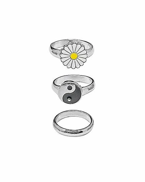 Top 10 π Multi-Pack Daisy and Yin Yang Rings - 3 Pack π