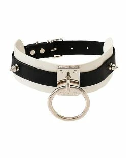 Top 10 ⌛ Black and White Stripe O-Ring Choker Necklace 🔔