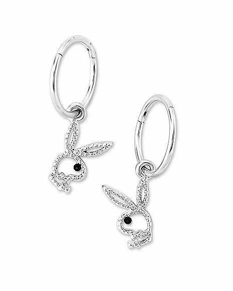 Best reviews of π CZ Playboy Cutout Hoop Dangle Earrings - 18 Gauge π