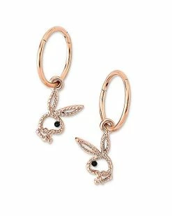 Best deal 🤩 Rose Gold Playboy Bunny Cutout Dangle Earrings - 18 Gauge 👍