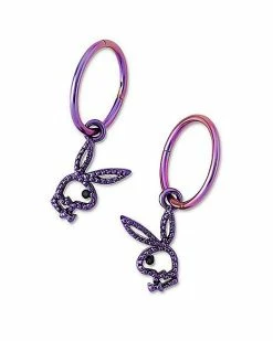 Buy 💯 Purple Playboy Bunny Cutout Dangle Earrings - 14 Gauge 🎁