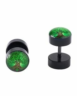 Discount 🔔 Black and Green Tree Fake Plugs - 16 Gauge 🧨