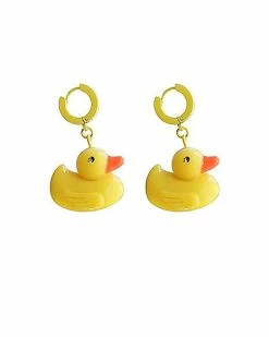 Hot Sale 🛒 Rubber Ducky Dangle Huggie Hoop Earrings - 18 Gauge ✔️