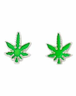 Buy 👍 Weed Leaf Stud Earrings - 20 Gauge 🔥