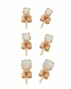 Cheap 🔥 Multi-Pack Rose Goldtone White Opal-Effect Stud Earrings - 3 Pair 👏