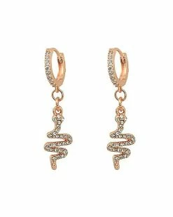 Best Pirce 🧨 Rose Goldtone CZ Snake Dangle Earrings 😀