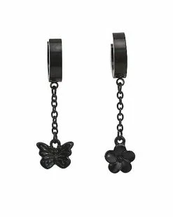 Best deal 😍 Butterfly and Flower Dangle Hoop Huggie Earrings - 18 Gauge 🧨