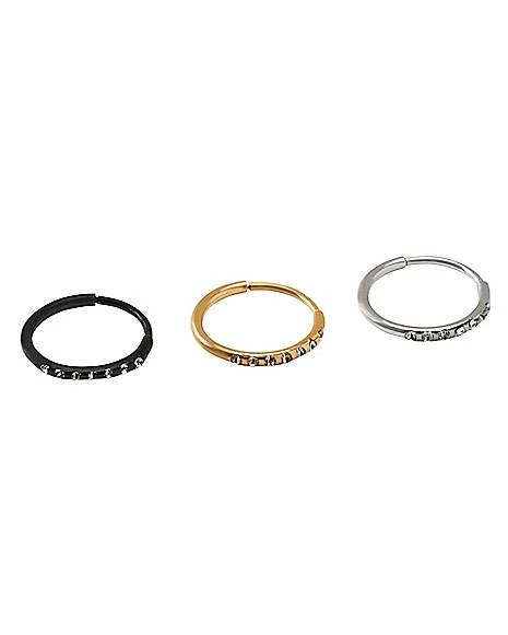 Flash Sale π Multi-Pack CZ Black Silver Goldtone Hoop Earrings 6 Pack - 20 Gauge π - Image 2