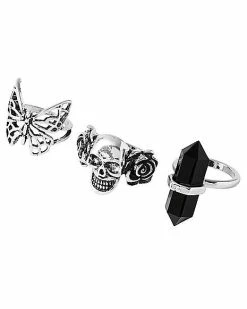 Brand new 💯 Multi-Pack Crystal Butterfly Rings - 5 Pack 🌟 -Sun & Moon-shop 03871886 b