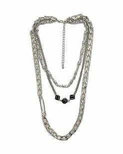 Budget ❤️ Barbed Wire Dice Safety Pin Necklace ⌛