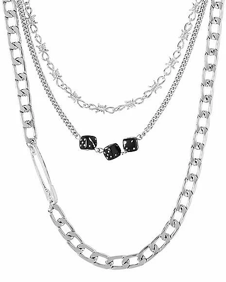 Budget ❤️ Barbed Wire Dice Safety Pin Necklace ⌛ - Image 3