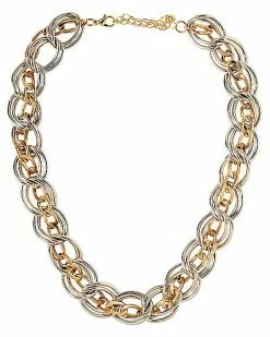 Deals 🔔 Two Tone Double Strand Curb Chain Necklace ✔️