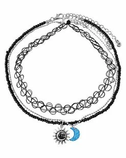 Promo 👍 Multi-Pack Sun and Moon Choker Necklaces - 3 Pack 🌟