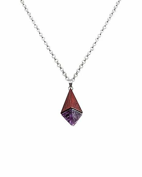 Cheap π― Purple Quartz and Wood Chain Necklace β