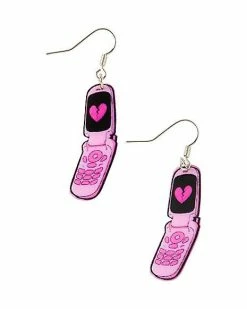 Cheapest 🎉 Broken Heart Flip Phone Dangle Earrings - 18 Gauge 🤩